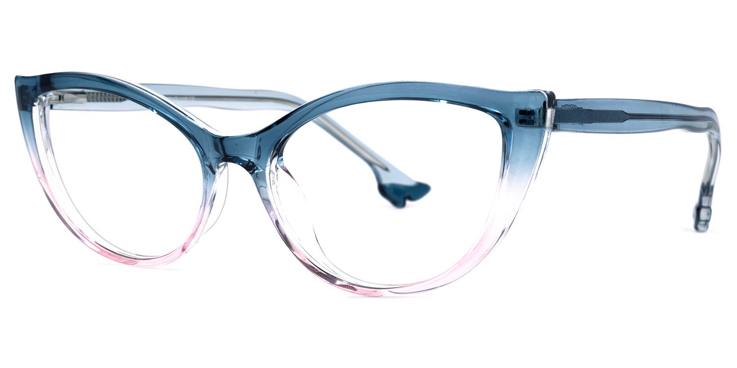 Naida Blau-Rosa Klar Cateye Brille1