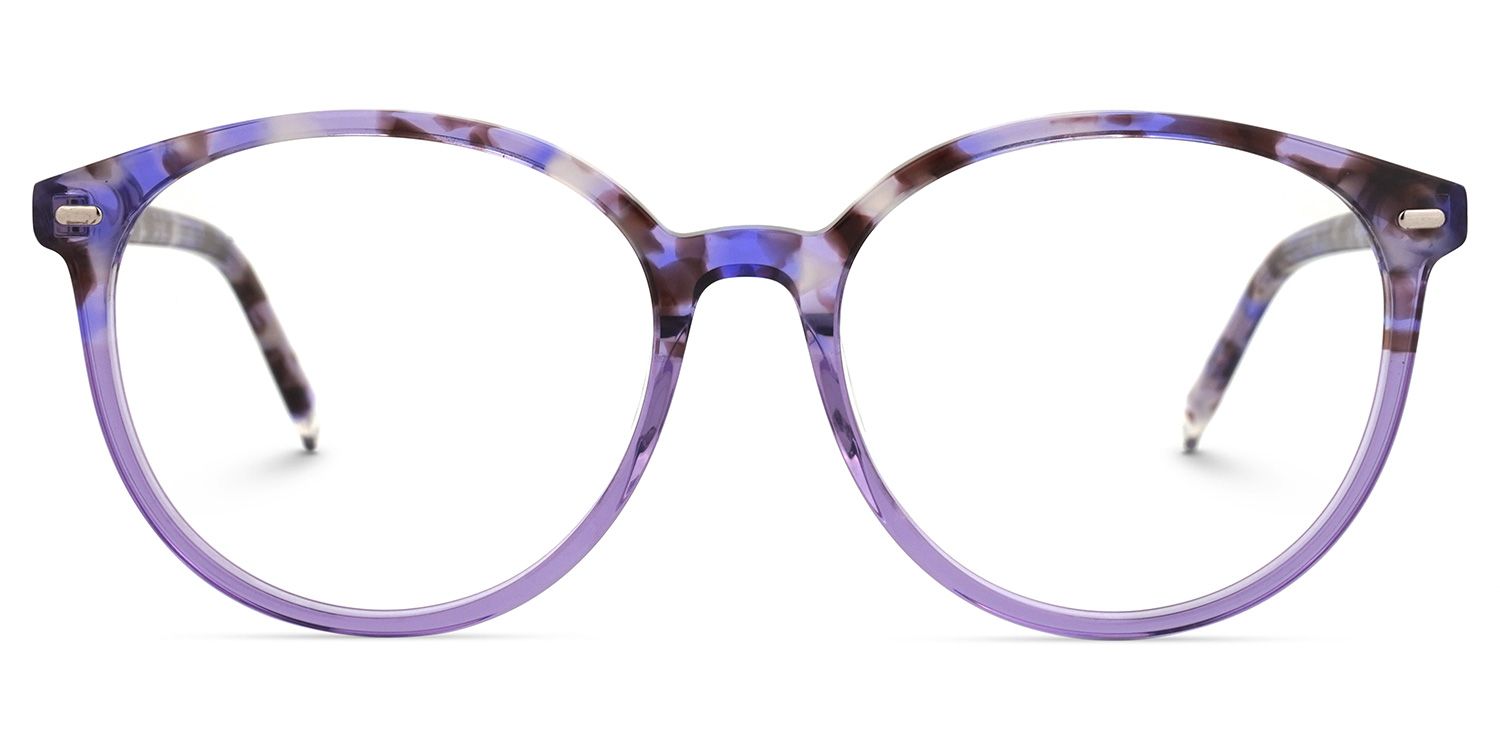 Eason Blumendruck-Lila Rund Brille0