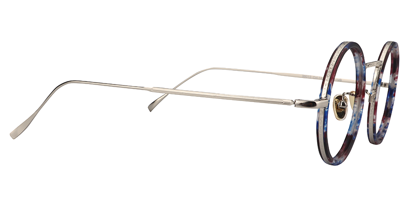 Alisa Blumenmuster-Dunkelrot Rund Brille4