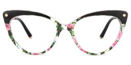 Alivia Rosa Grün Blumenmuster Cat Eye Brille0