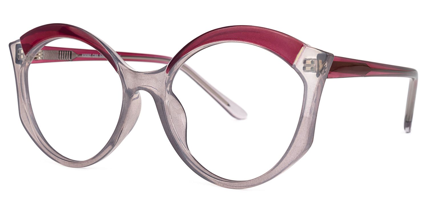 Casondra Rot-Grau Klar Cateye Brille1