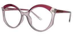 Casondra Rot-Grau Klar Cateye Brille1