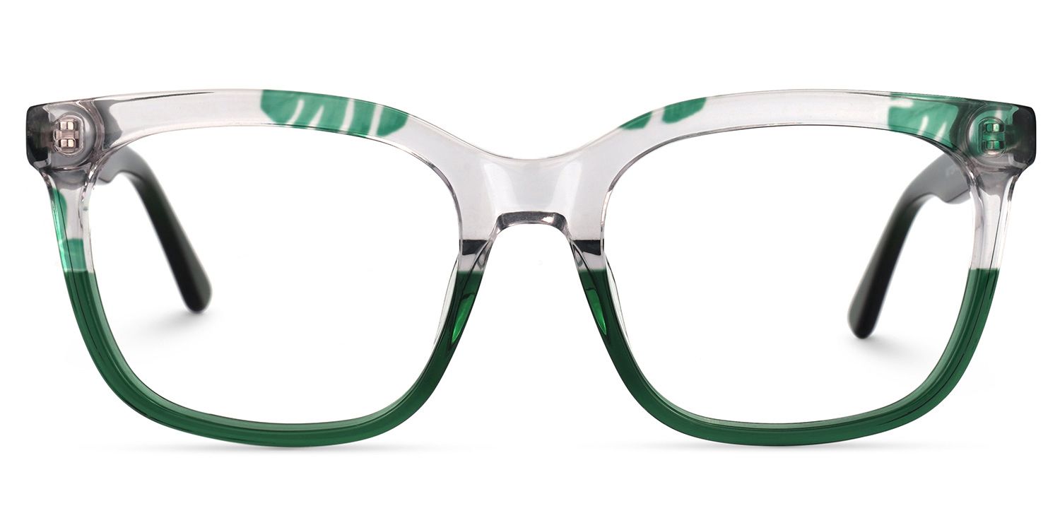 Kriss Grüne Blumenmuster Quadratische Brille0