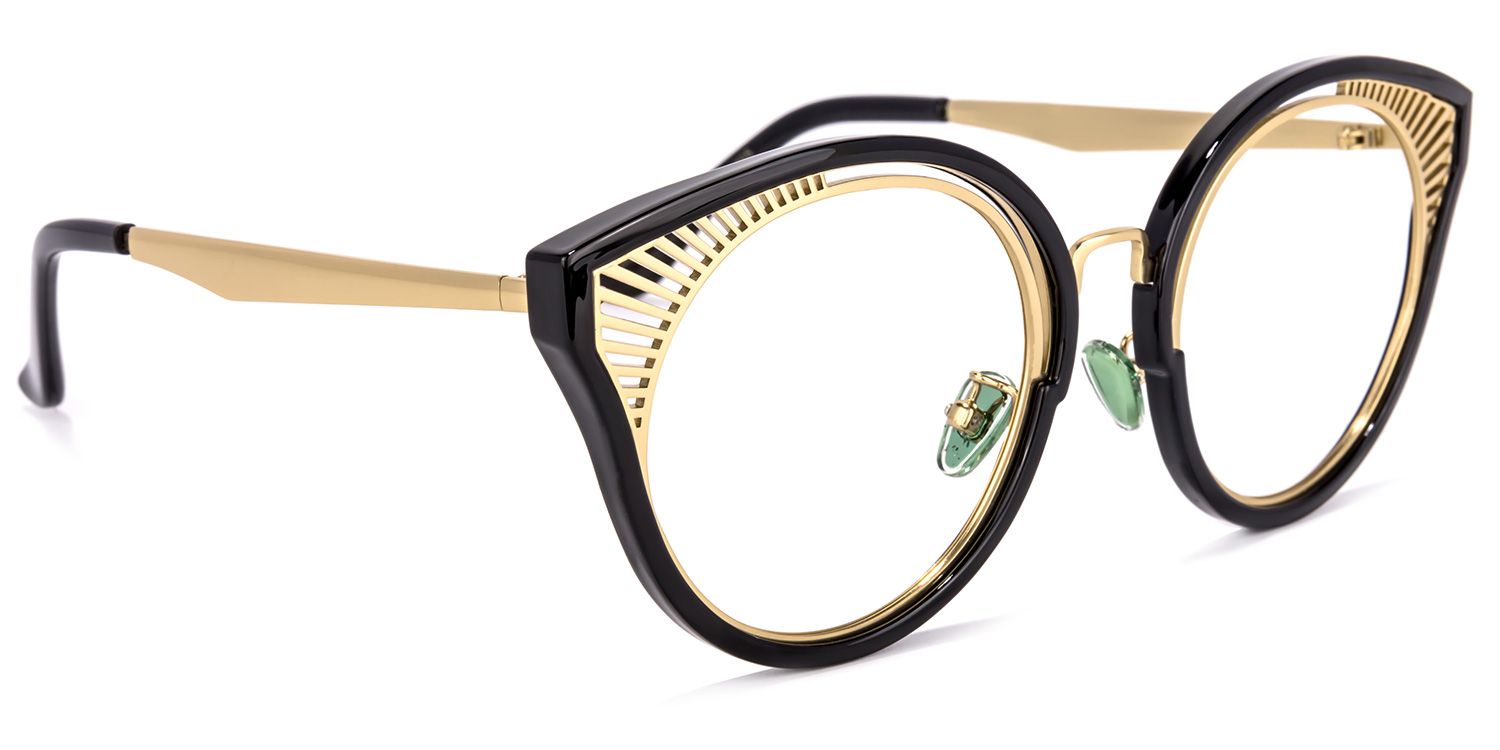 Wiktoria Schwarz Gold Cat Eye Brille2