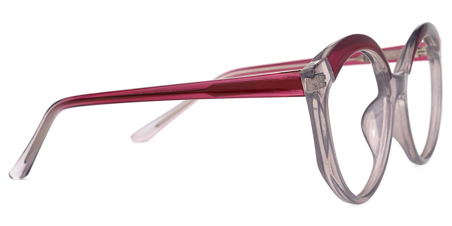 Casondra Rot-Grau Klar Cateye Brille2