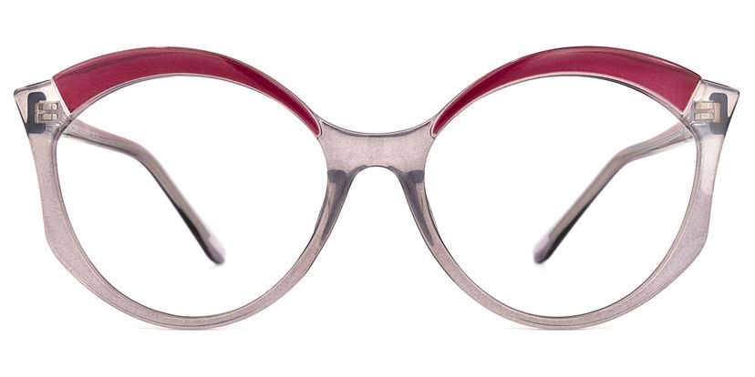 Casondra Rot-Grau Klar Cateye Brille