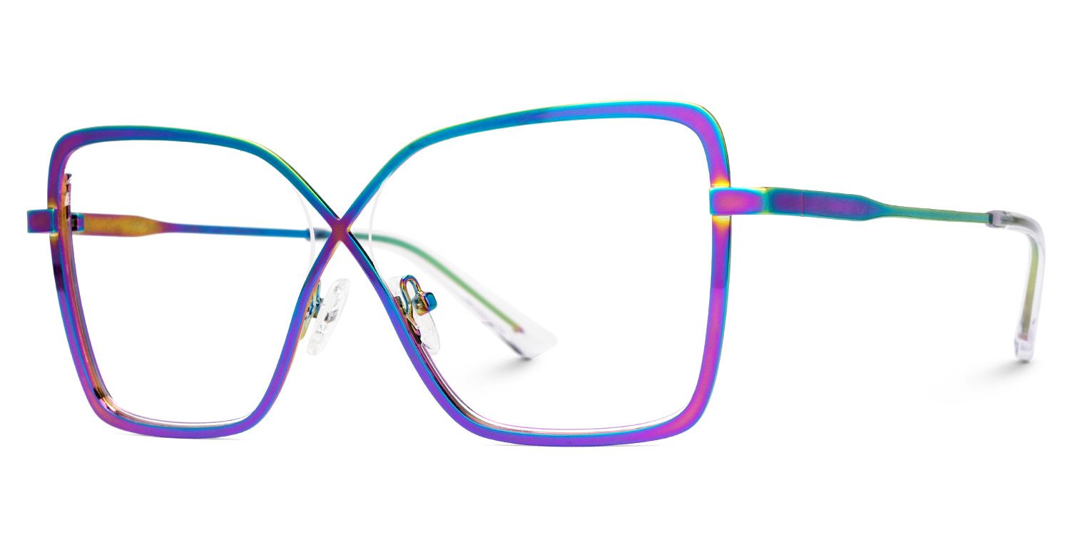 Racquel Bunt Quadratisch Metall Brille2