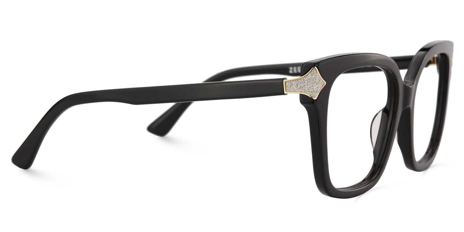 Shakeel Schwarz Quadratisch Acetat Brille4
