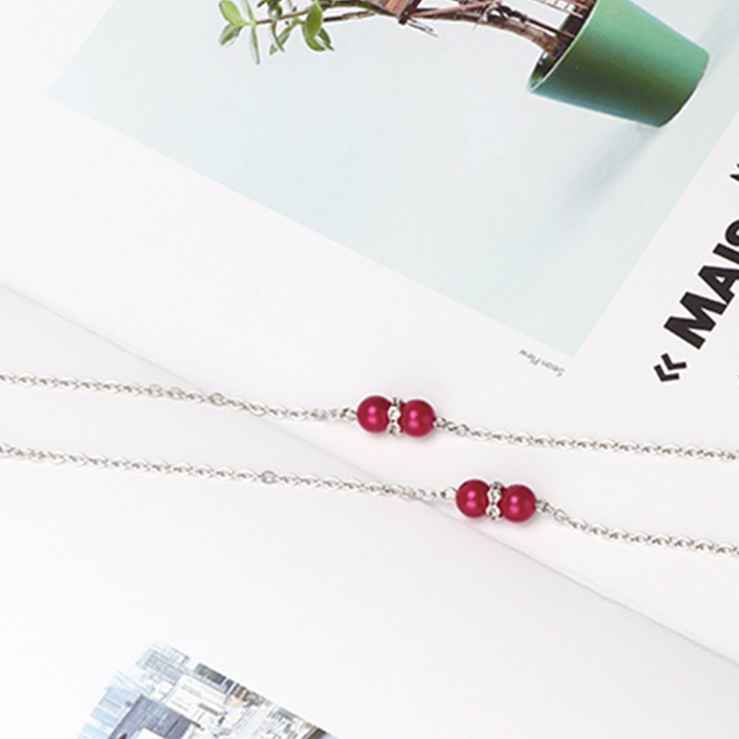 Fannie Silber-Rot Brillenkette1