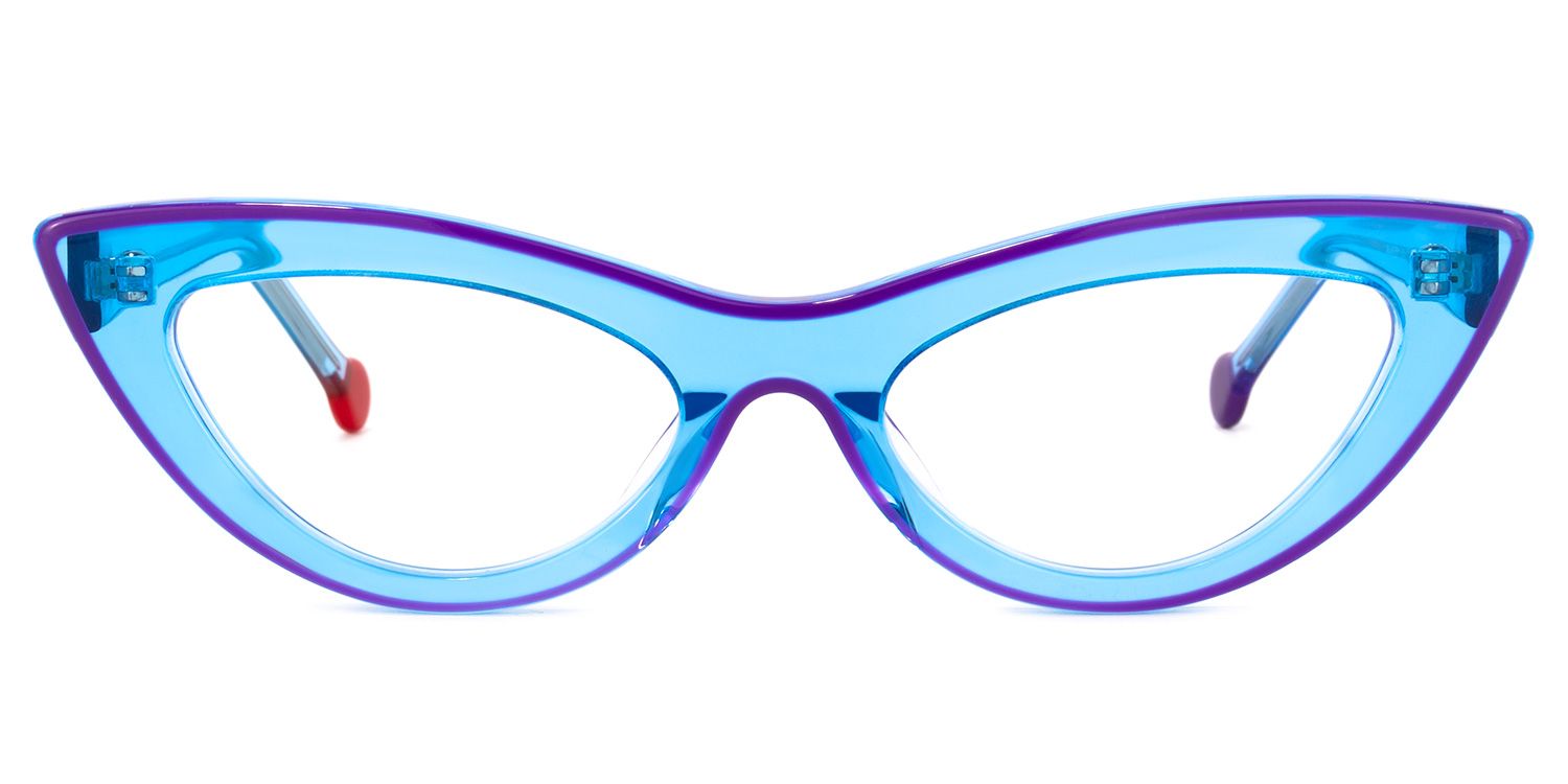 Yuki Blau Klar Cateeye Brille0