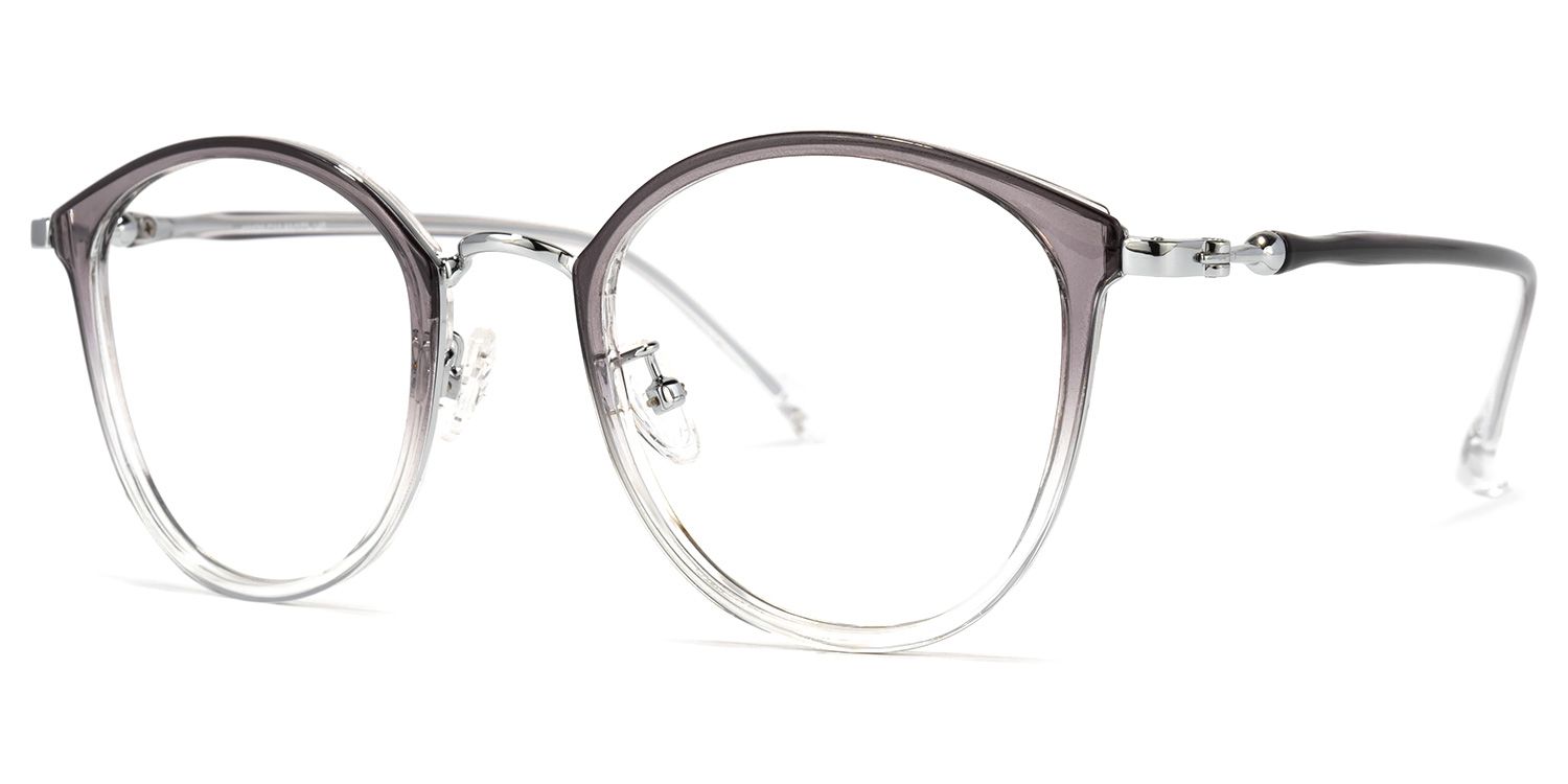Basilia Grau Klar Rund Brille1