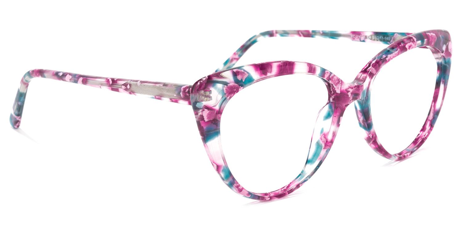 Xiomara Blumendruck-Rosa Cateye Brille2