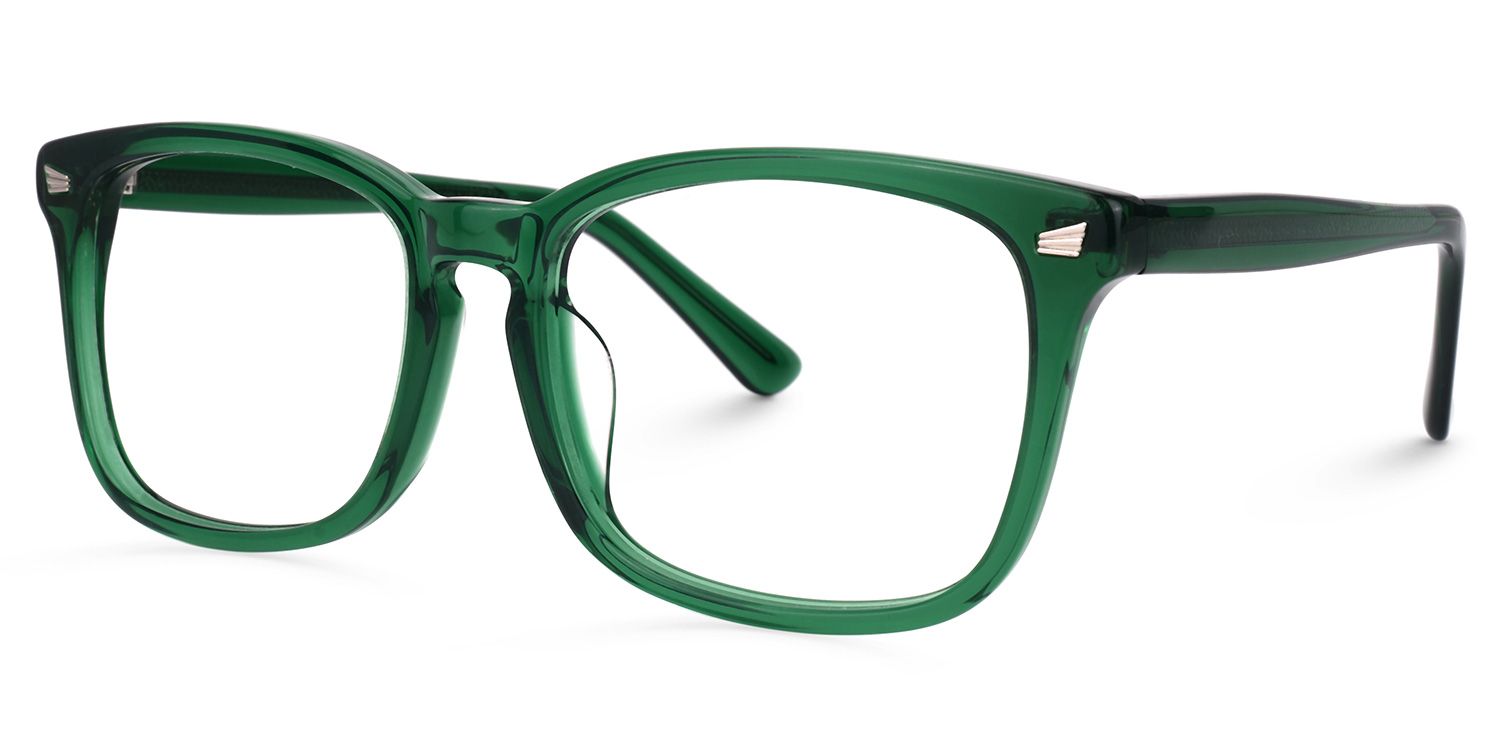 Noel Grün Klar Rechteckig Brille1