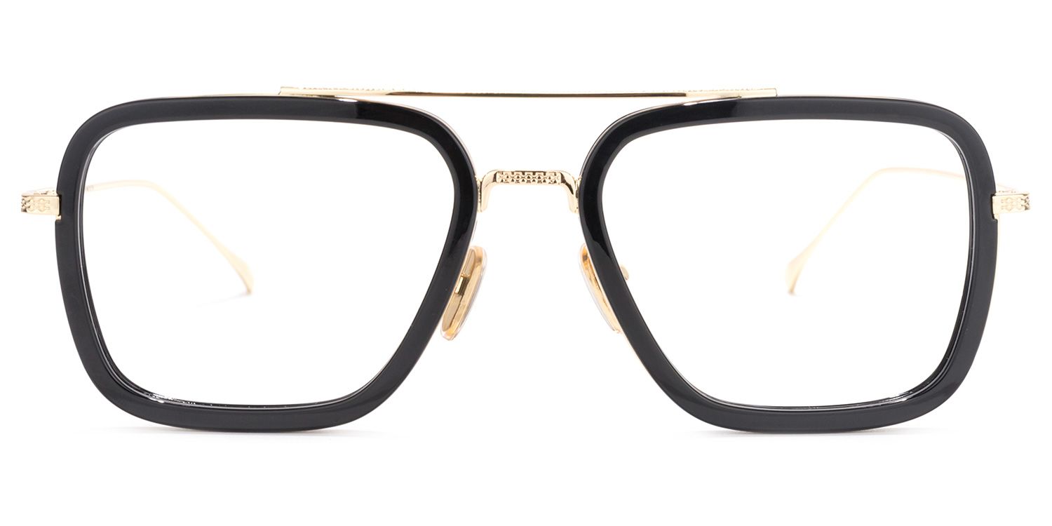 Gifford Schwarz Gold Pilot Brille0