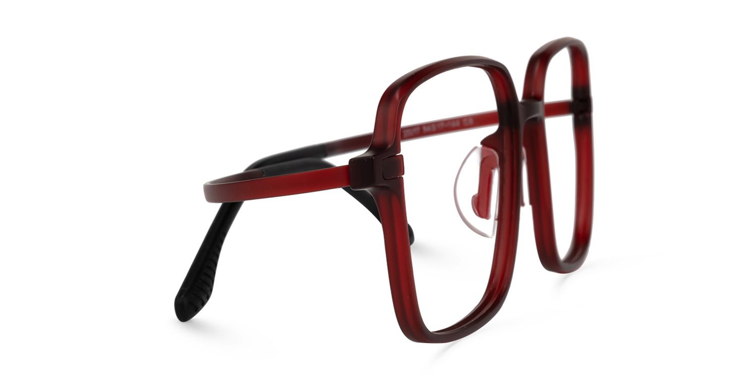 Quentrell Dunkelrot Quadratisch Brille3