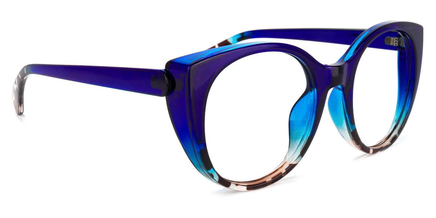 Tiesha Blau Klar Cateye Brille2