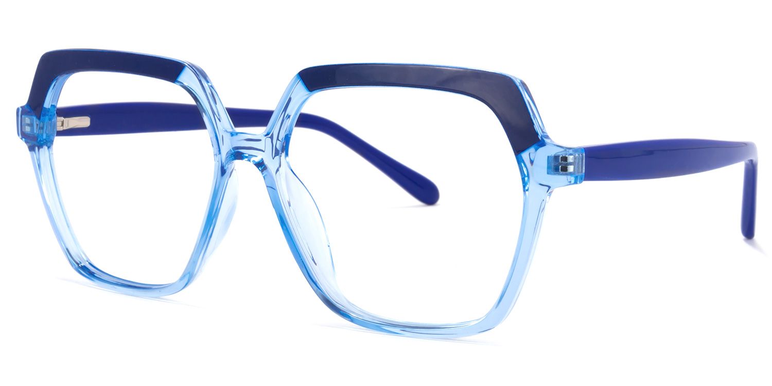 Norah Blau Klar Geometrisch Brille1