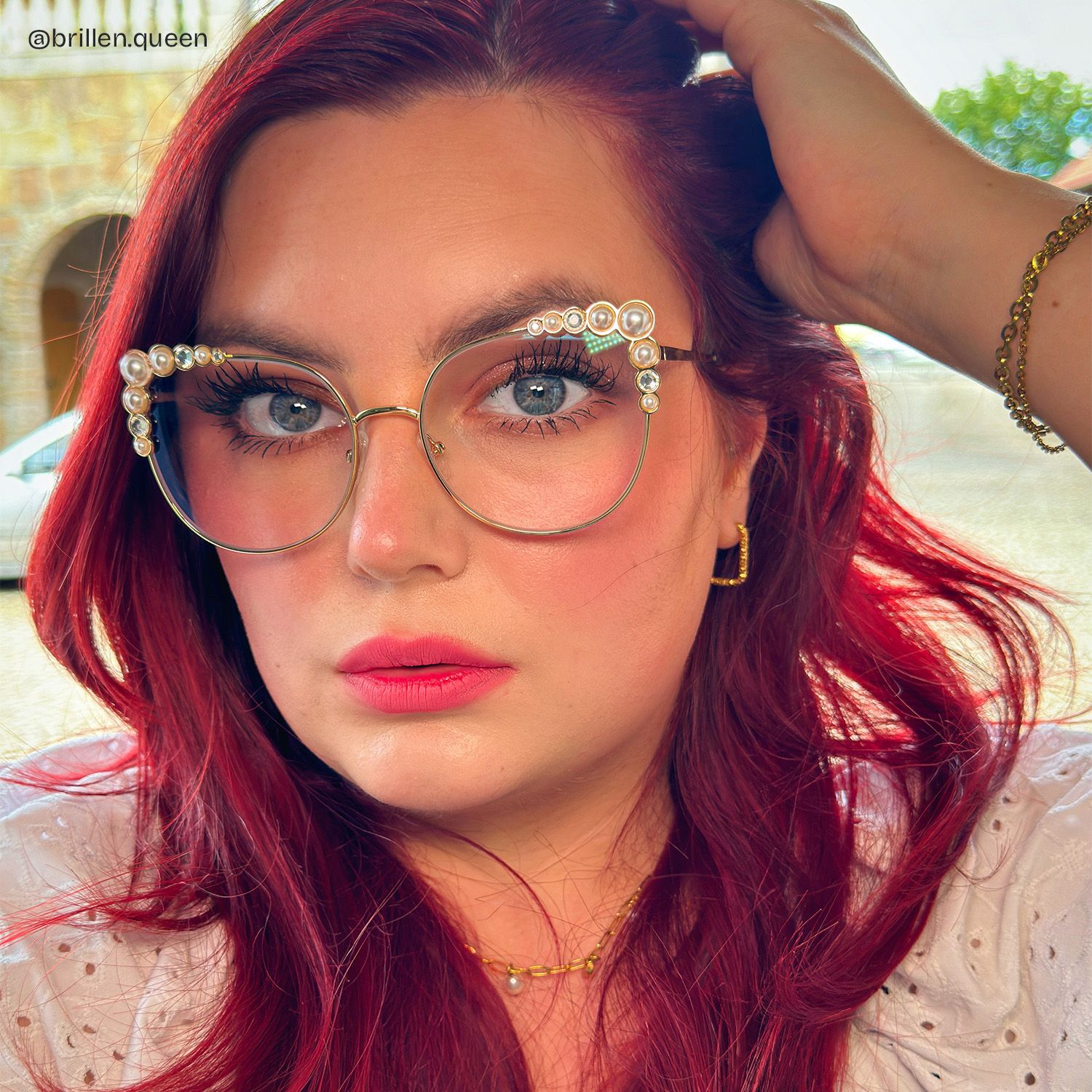 Wallice Gold Cateye Metall Brille8