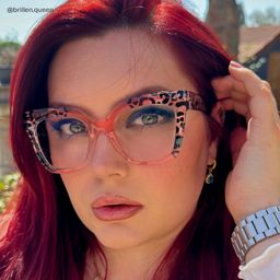 Malcolm Rosa-Leopard Quadratisch Brille9