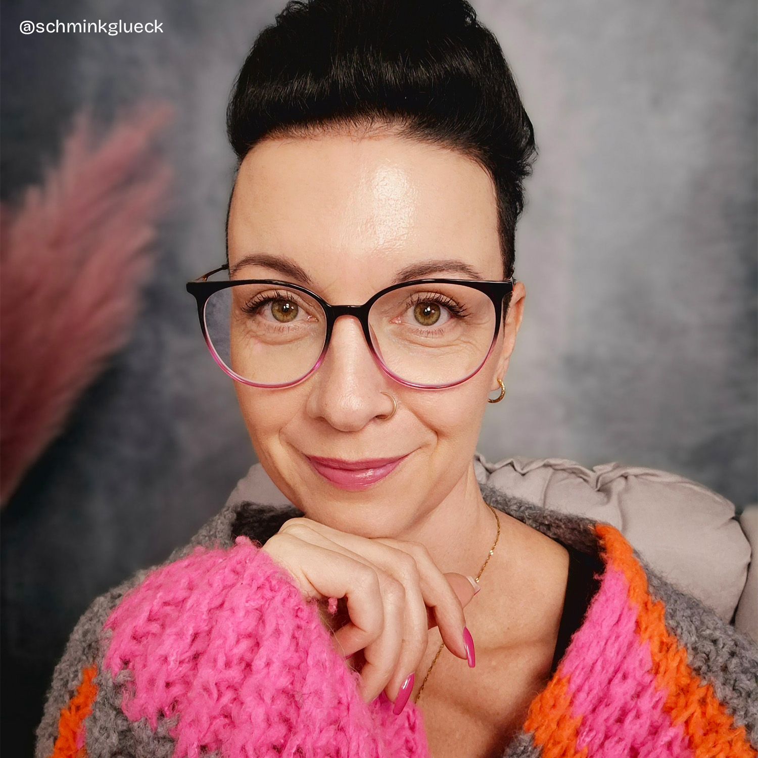 Babbage Schwarz-Lila Rund Gemischte Materialien Brille10