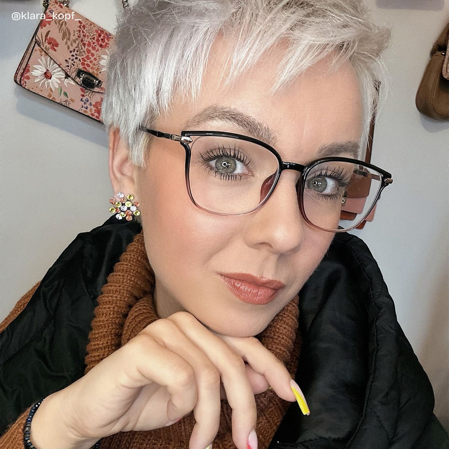 Mander Schwarz-Lila Quadratisch Brille5