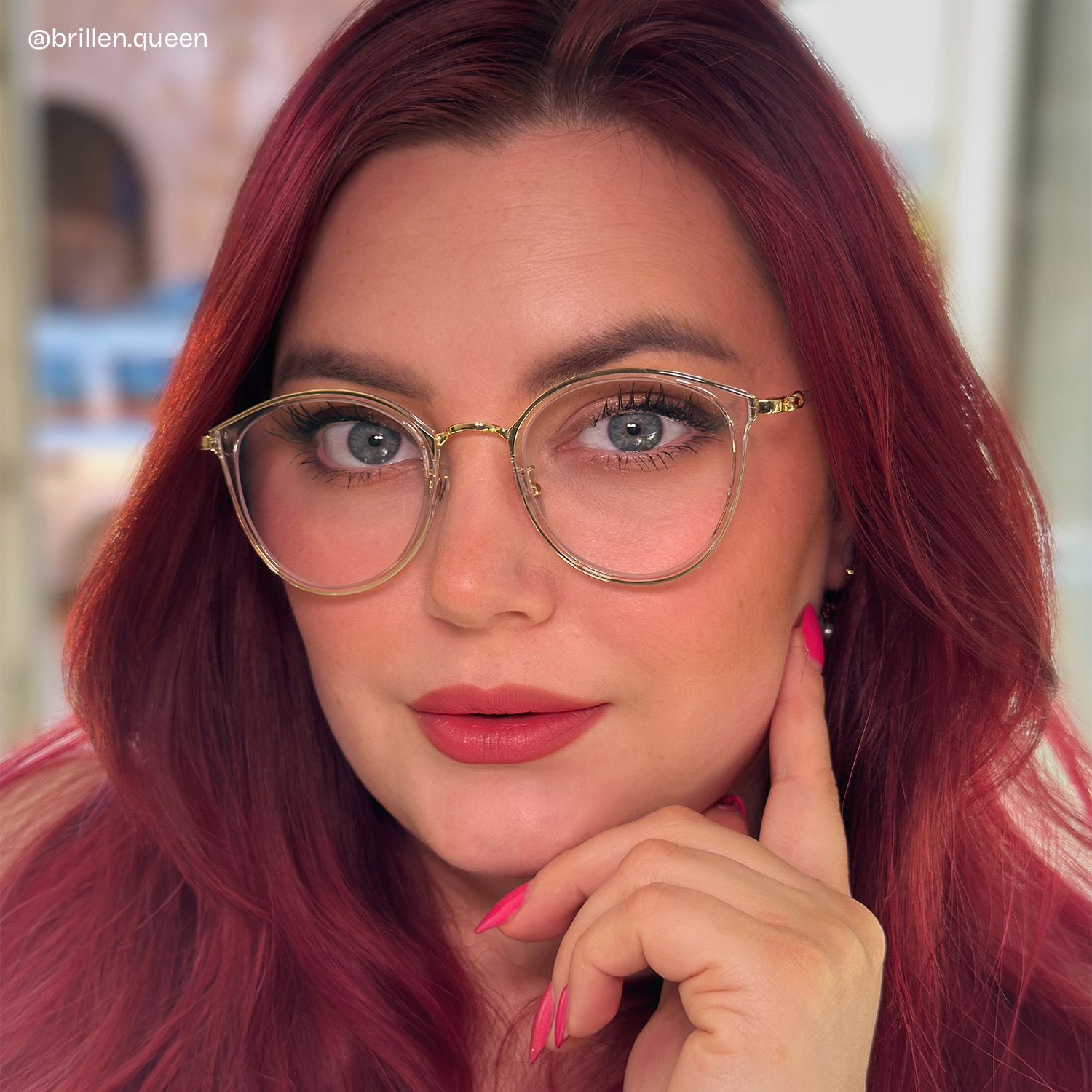 Burt Blau-Rosa Rechteckig Brille7