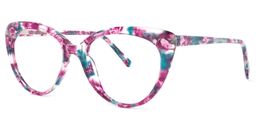 Xiomara Blumendruck-Rosa Cateye Brille1