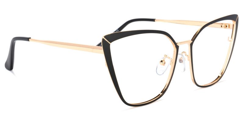 Rila Schwarz Gold Cateye Brille2