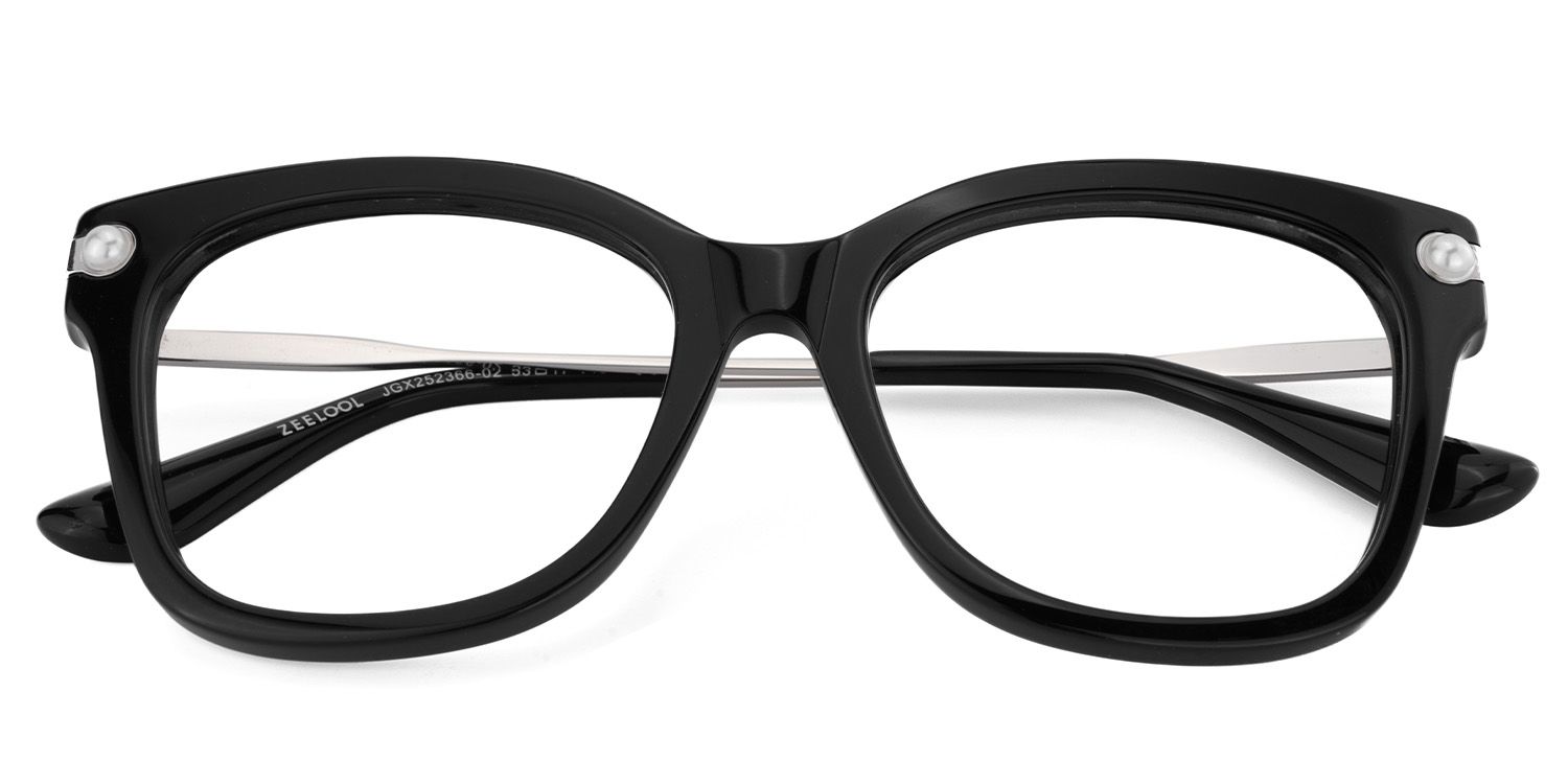 Vernella Schwarz Quadratisch gemischte-materialien Brille1