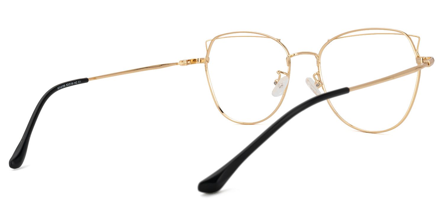 Denson Schwarz-Gold Cateye Brille3