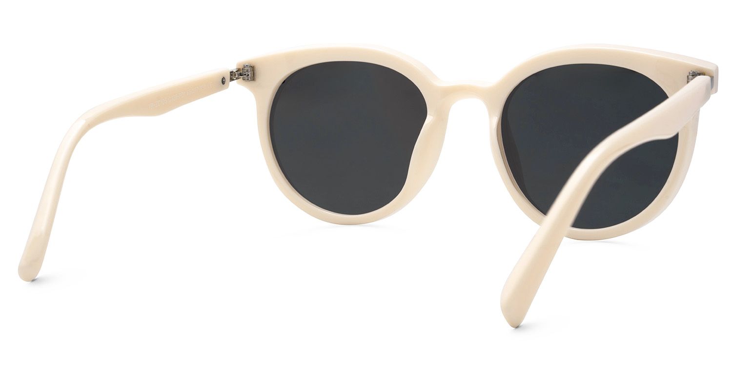 Percia Round Weiß Beige Sonnenbrille mit Sehstärke | ZEELOOL2