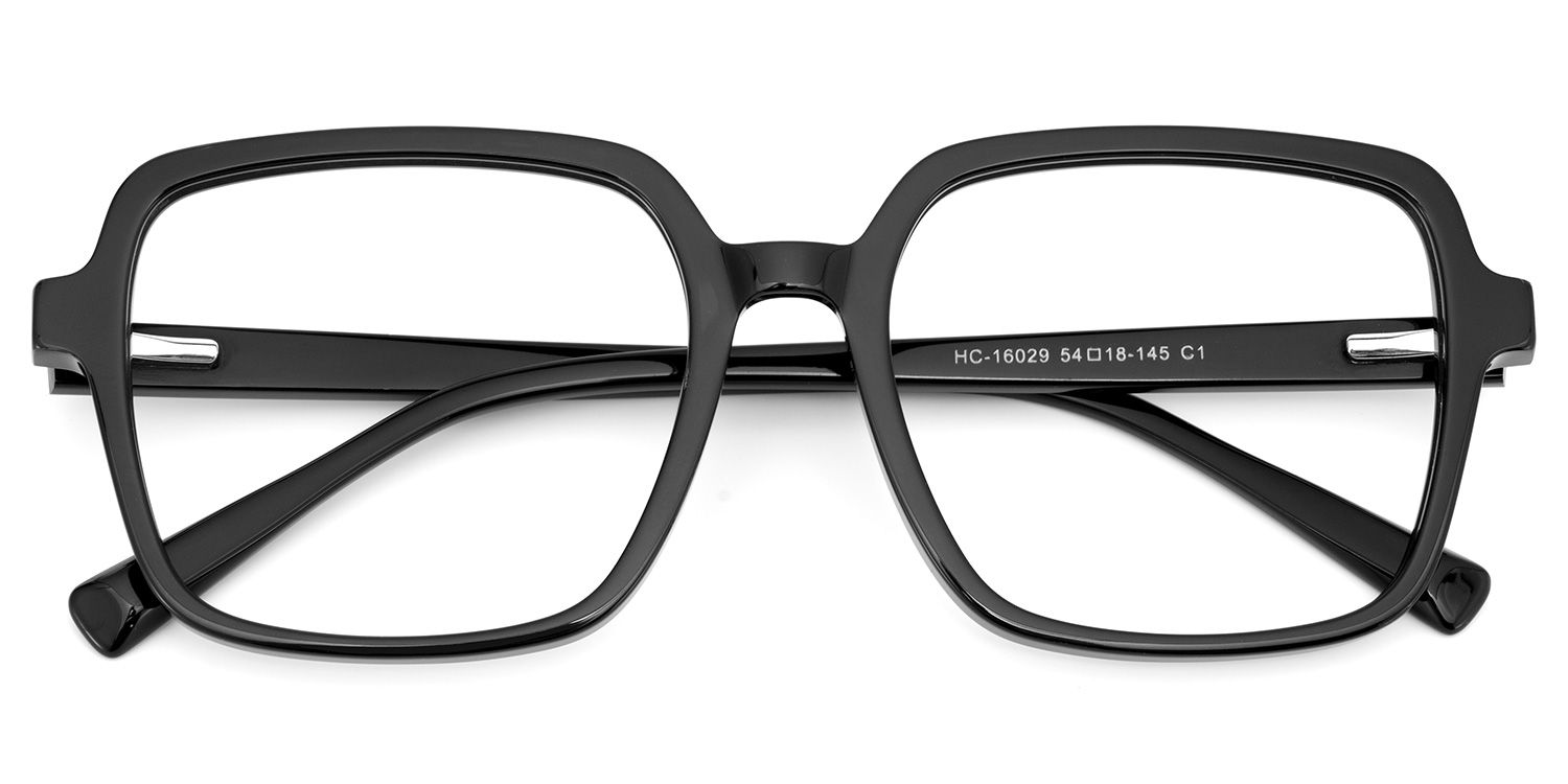 Ember Schwarz Quadratisch Acetat Brille1