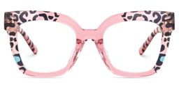 Malcolm Rosa-Leopard Quadratisch Brille2