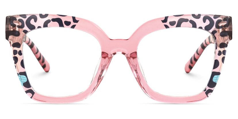 Malcolm Rosa-Leopard Quadratisch Brille