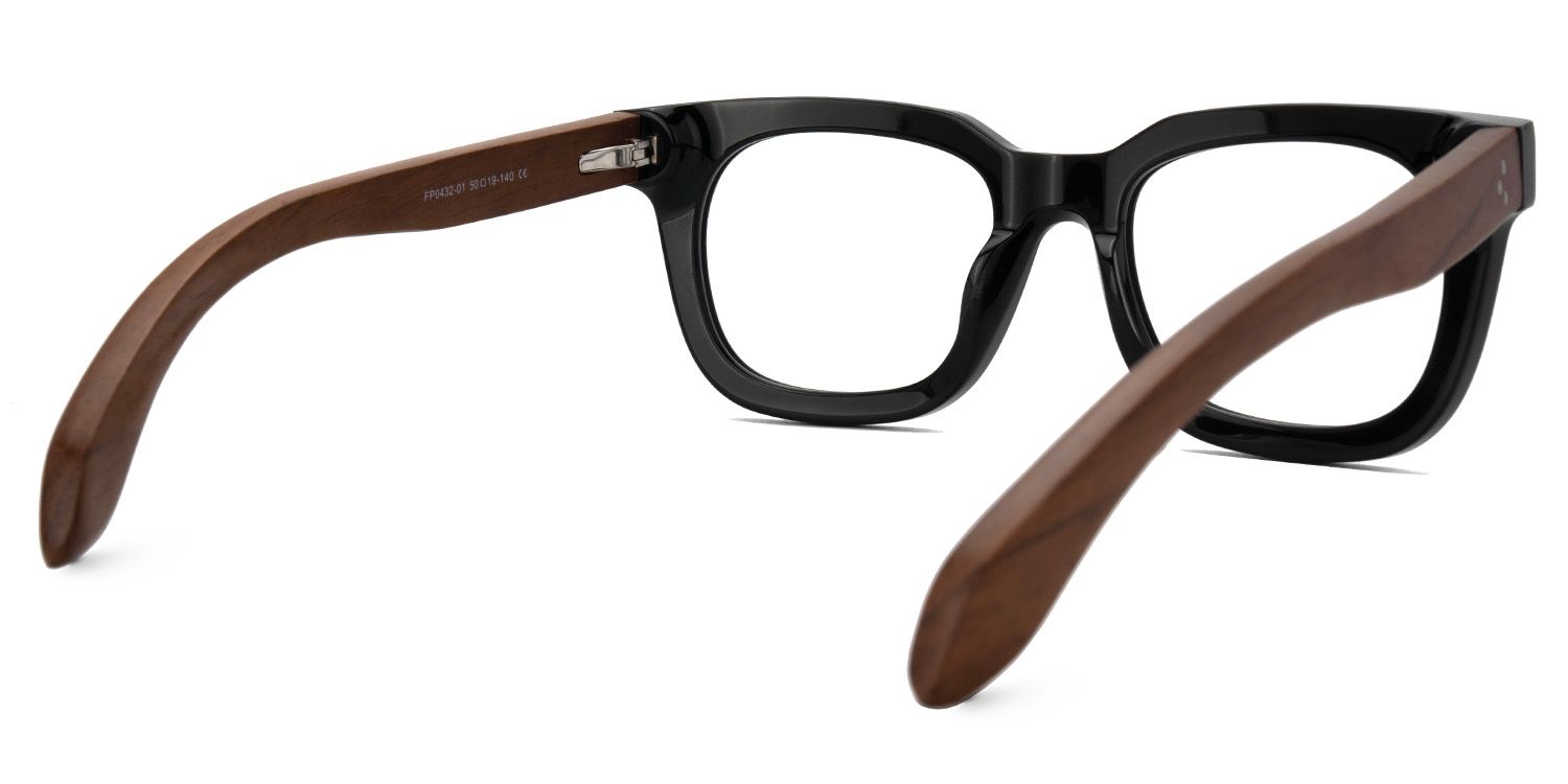 Sam Schwarz Rechteckig Holzbügel  Brille2