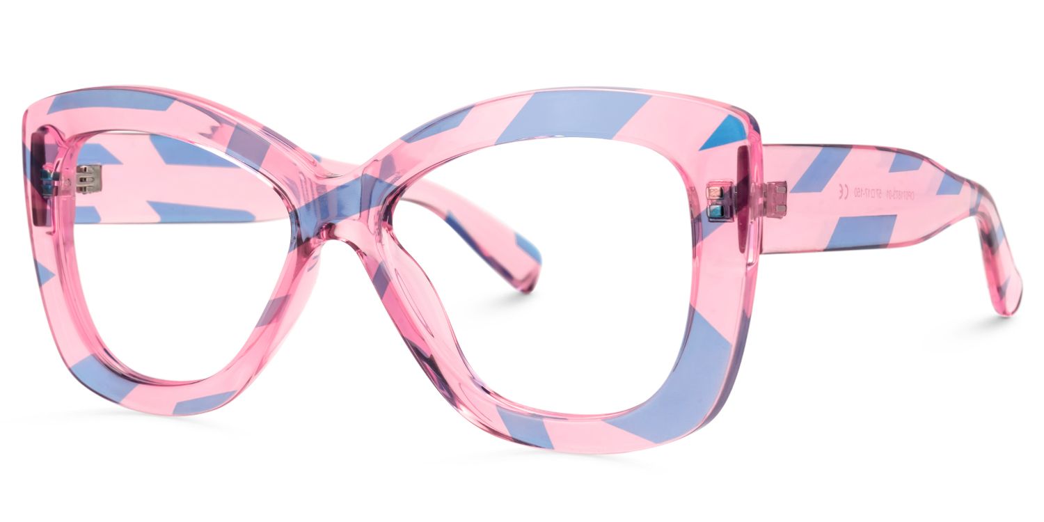 Xanthus Blau Rosa Schmetterling-Form Brille1