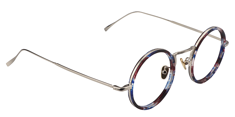 Alisa Blumenmuster-Dunkelrot Rund Brille3