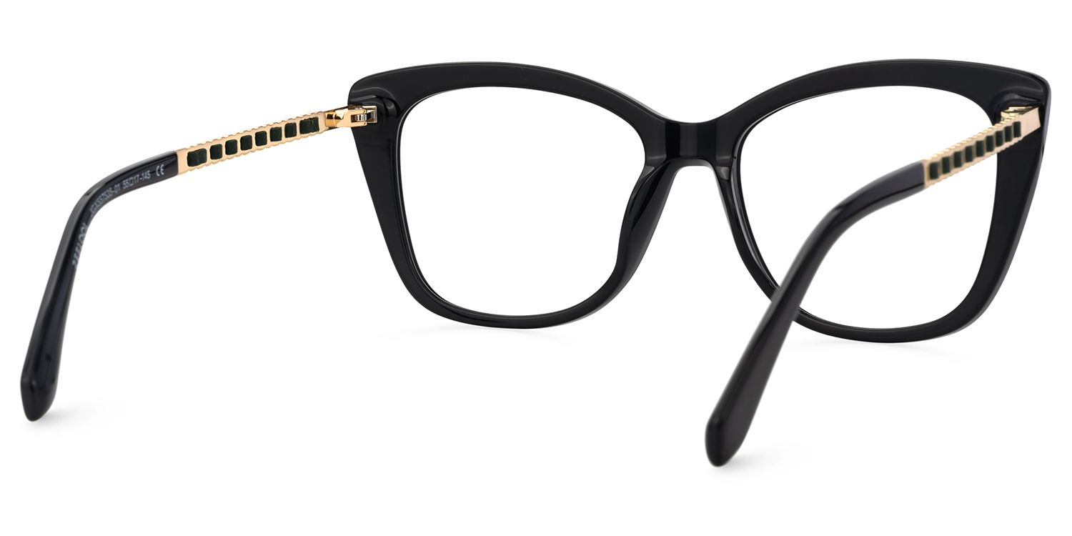 Deangela Schwarz Cateye Gemischte-Materialien Brille5