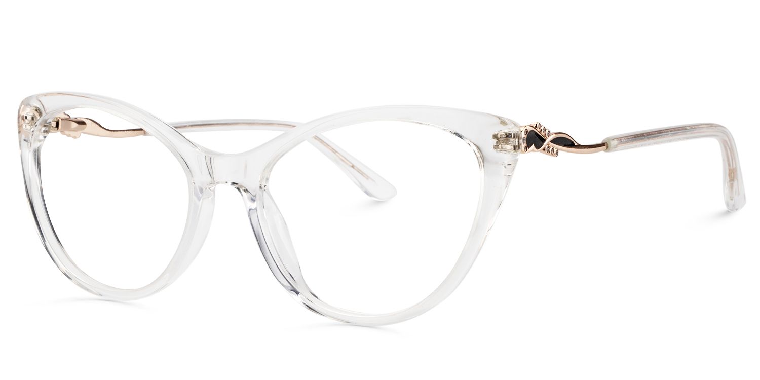 Calypso Weiß Klar Cateye Brille1