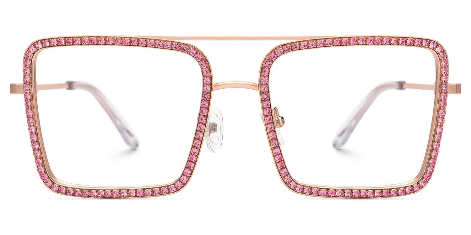 Diva Rosa-Gold Quadratisch Metall Brille1