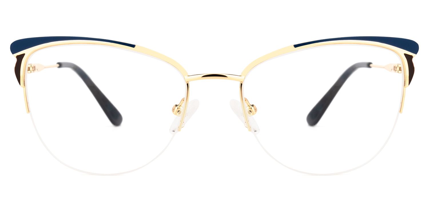 Val Blau-Gold Cateye Brille0