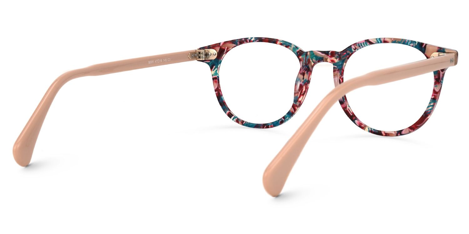 Taletta Blumenmuster-Rot Rund Brille3