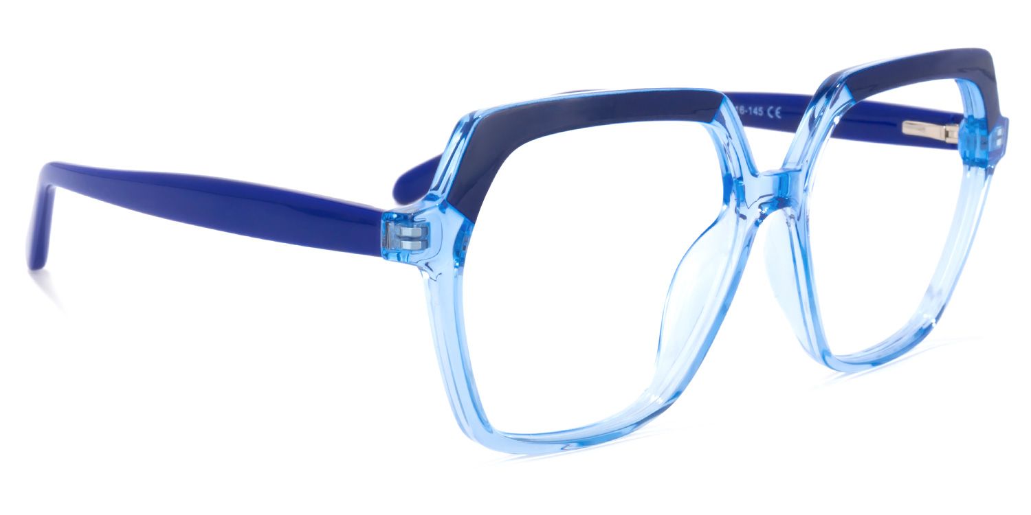 Norah Blau Klar Geometrisch Brille2