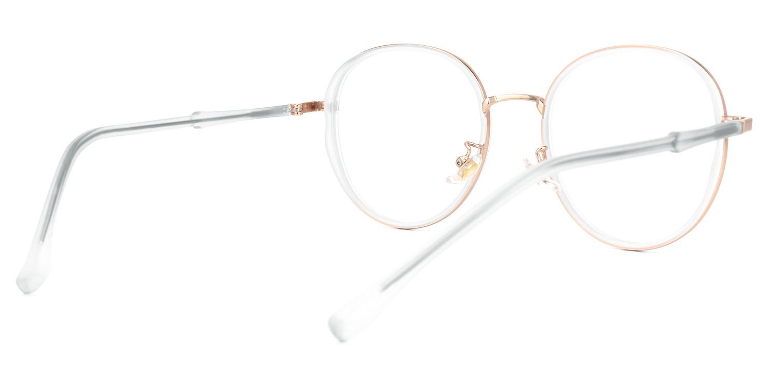 Nakita Weiß-Gold Rund Brille2