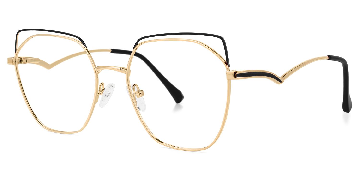 Yilia Schwarz-Gold Geometrisch Brille1