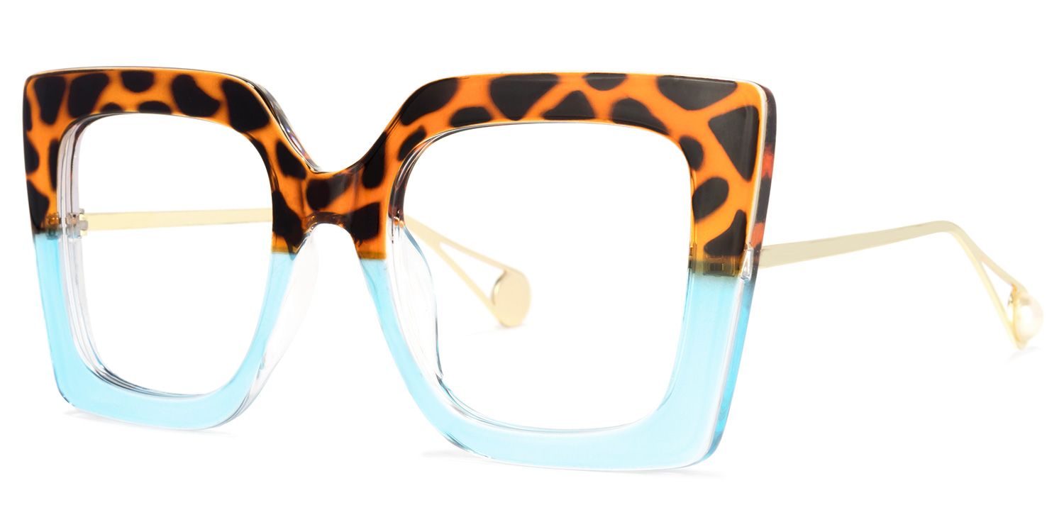 Qatar Blaue Tortoise Quadratische Brille1