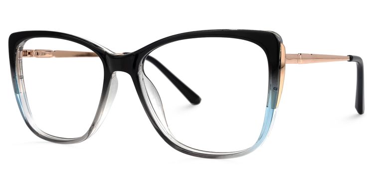 Cloris Schwarz-Blau Cateye Brille