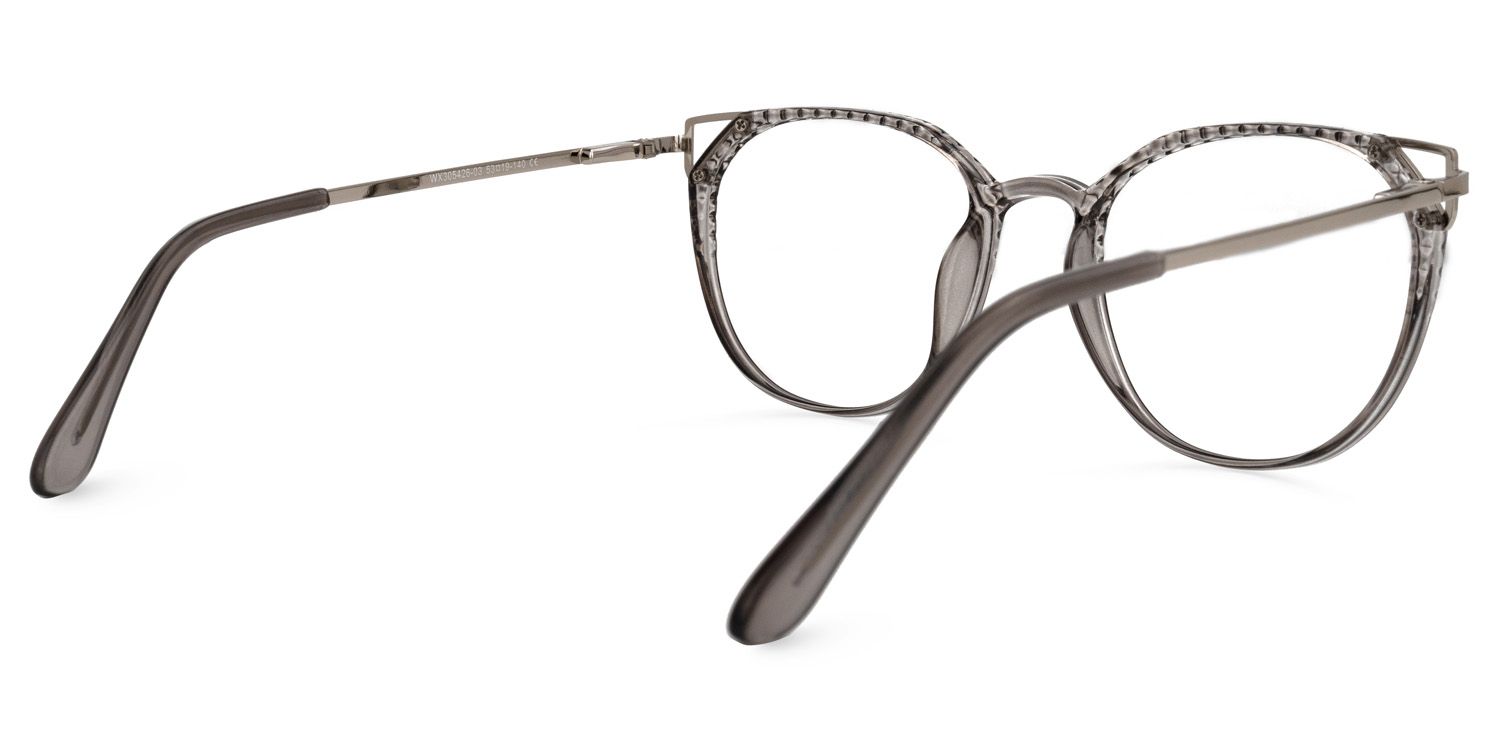 Vickea Grau Klar Cateye Brille2