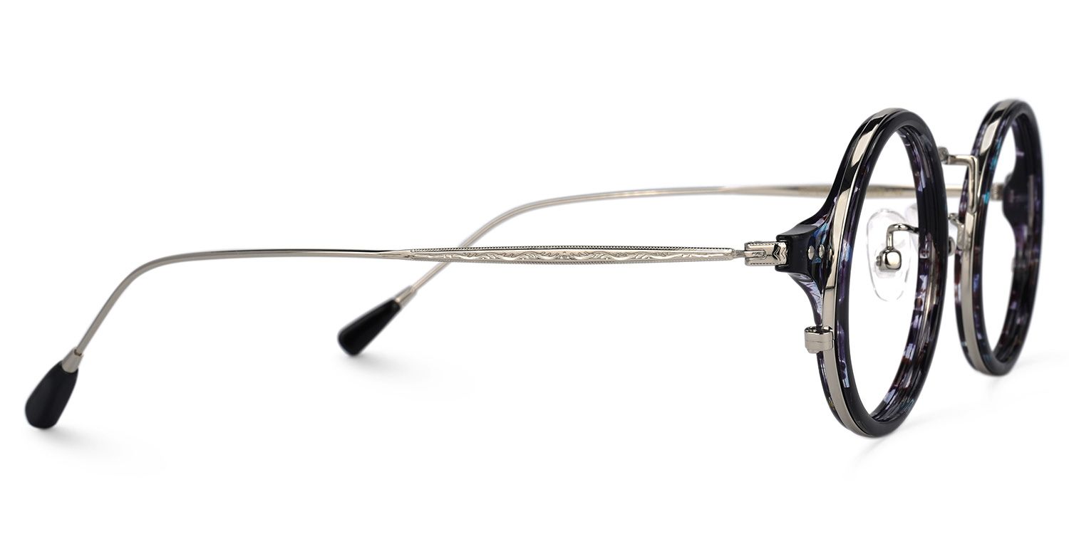 Hadassah Blaue Blumenmuster Runde Brille2