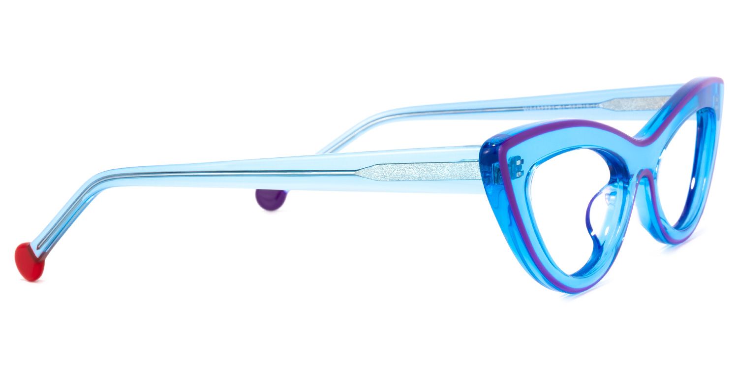 Yuki Blau Klar Cateeye Brille3